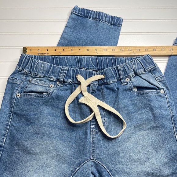 Victorious Los Angeles Blue Faded Drawstring Waist Denim Joggers Size Large - Picture 5 of 6